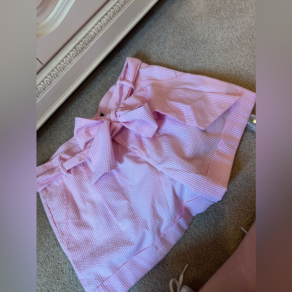 Pink seersucker shorts